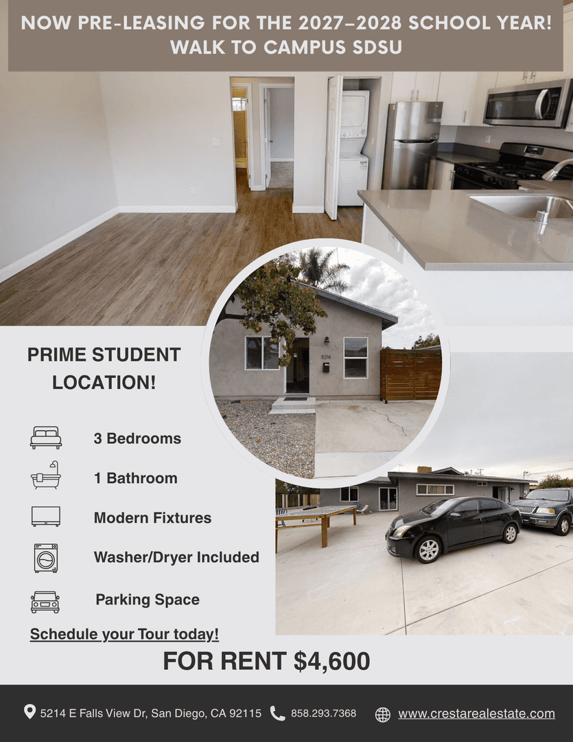 San Diego House: 5214 E Falls View Dr