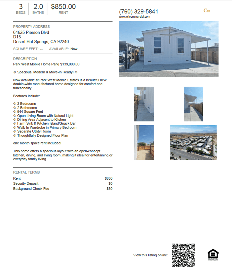 Desert Hot Springs Apartment: 64625 Pierson Blvd