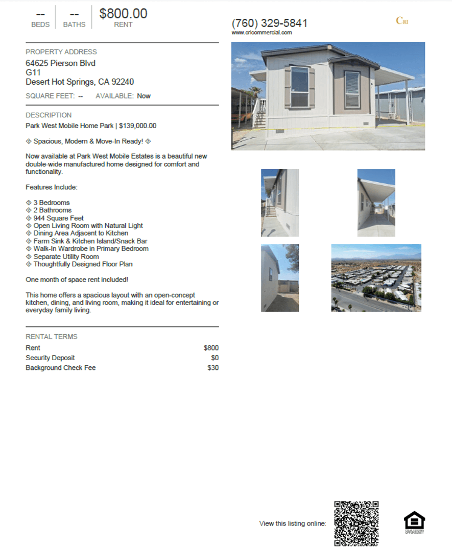 Desert Hot Springs Apartment: 64625 Pierson Blvd