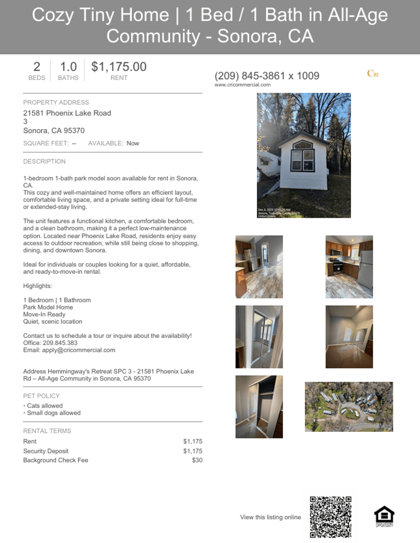 Sonora Apartment: 21581 Phoenix Lake Rd