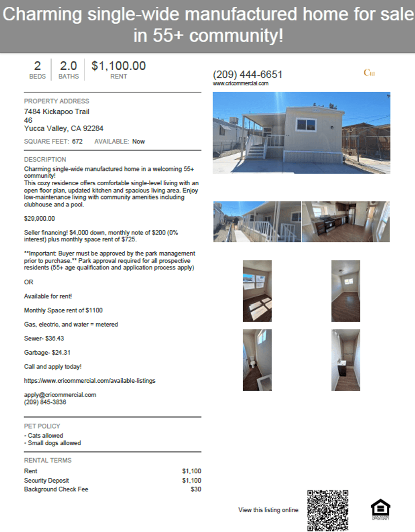 Yucca Valley Apartment: 7484 Kickapoo Trail
