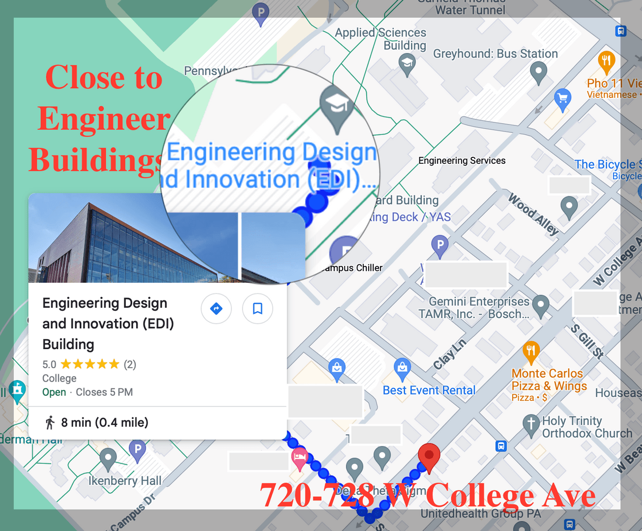 State College Apartment: 726 W College Ave, Apt 5