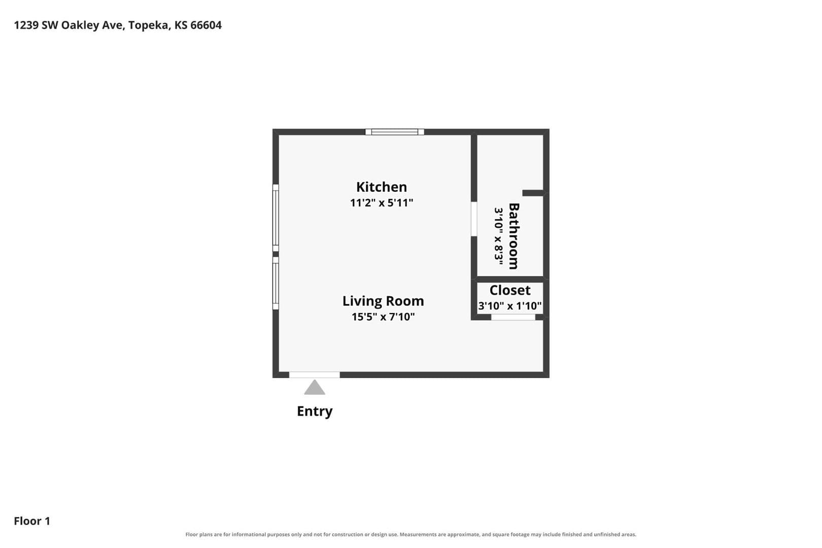 Topeka Apartment: 1239 SW Oakley Ave., Apt #2