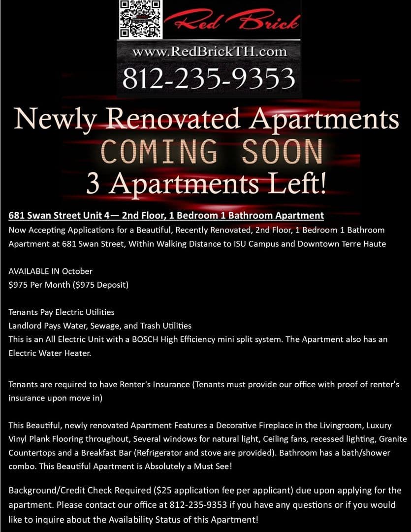 Terre Haute Apartment: 681 Swan Street