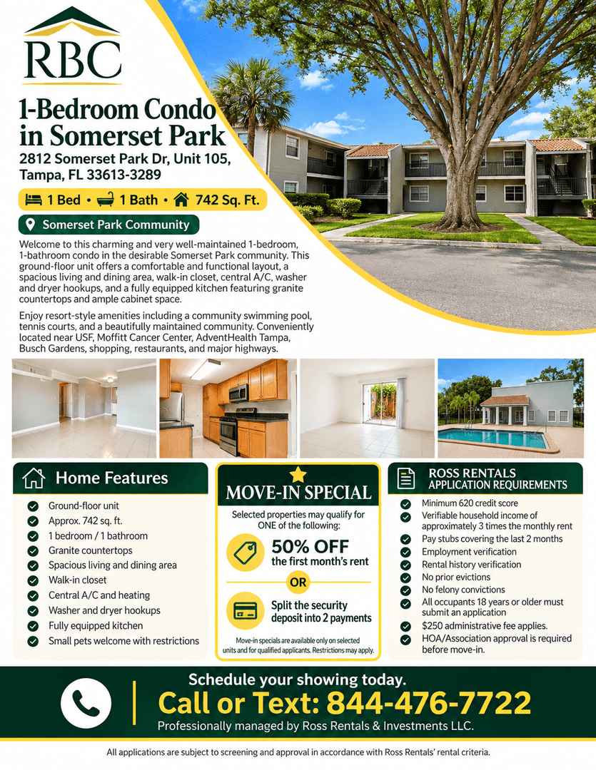 Tampa Condo: 2812 Somerset Park Dr, Unit 105
