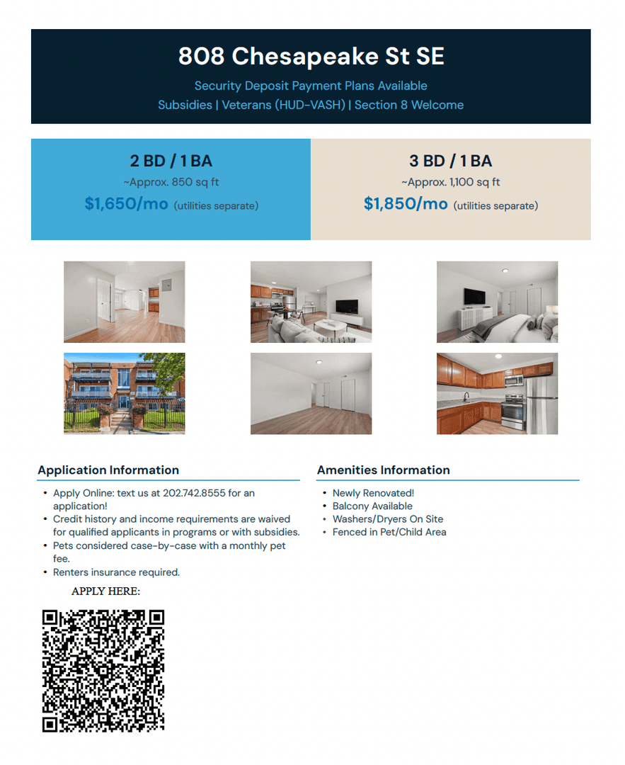 Washington Apartment: 808 Chesapeake Street, SE