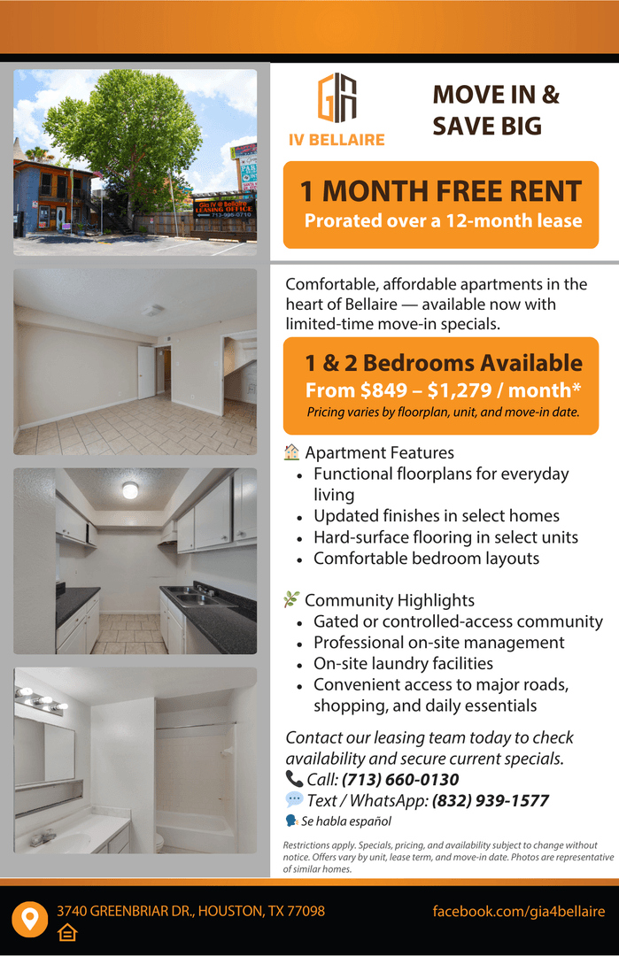 Houston Apartment: 6120 Bellaire Blvd.