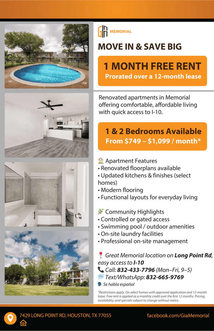 Houston Apartment: 7429 Long Point Drive