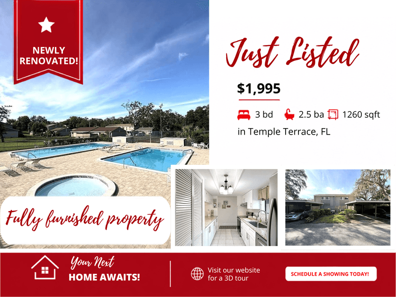 Temple Terrace Townhome: 8645 Lake Isle Drive - 1