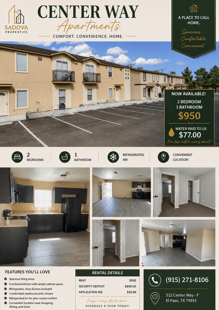 EL PASO Apartment: 512 Center Way